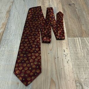 LANDS END SILK TIE,57X3.75" WIDE Dark Red Multi Colored